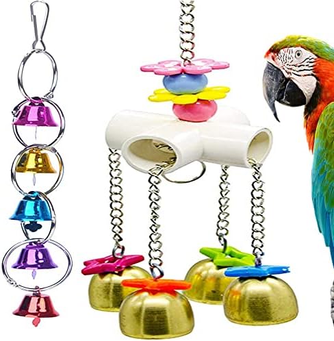 Fejapa ptica ljuljačka zvona igračka sa zvono za žvakanje visećih prstena za ugrizaj za kućne ljubimce Budgie Parakeet Conuture zamućena