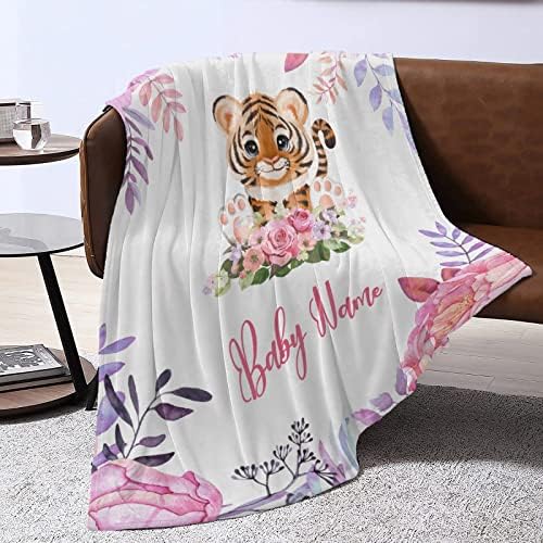 Personalizirani pokrivač sa fotografijom Tiger i cvjetni dječji memorijal Custom Prekrivač prilagodljivi pokloni Inspirativni pokloni