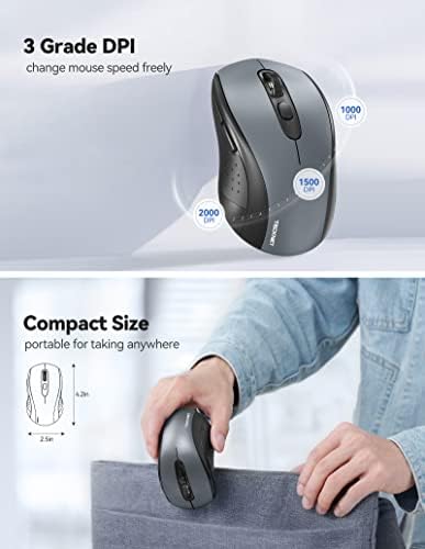 TECKNET bežični računarski miš, 2.4 G Akumulatorski miš za Laptop, optički tihi miš sa prijemnikom & amp; 6 dugmadi ,18 mjeseci trajanja