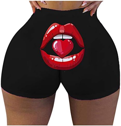 ZDFER plijenske gaćice za žene Crvena usta Ispiši tanke kratke hlače Ženska modna visoka struka podizanja guza joge plus veličina