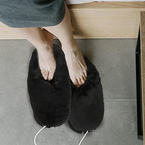 Healeved grijane papuče Žene Električni grijani zagrijavači: Fluffy debeli plišani grijač za noge Zima USB punjivi toplotni jastuk
