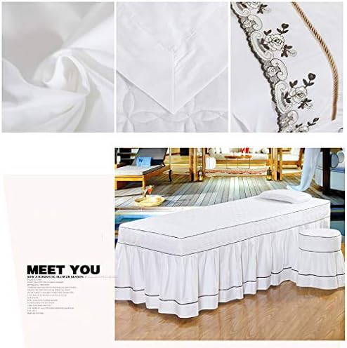 Luksuzni čipkasti Setovi čaršava za masažu, pamučni mekani Prekrivač za ljepotu sa Spa posteljinom za masažu za lice-Bijela 80x190cm