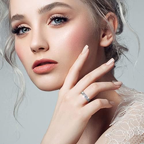 2023 Novi srebrni vjenčani prstenovi za žene Srebrni lančani šuplji prsten za rinestone geometrijske oblike rinestone prsten srebrne