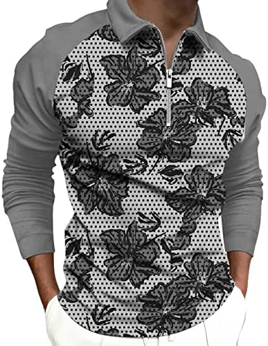 XXBR muški patenci dugih rukava od polo majica Floral Colorblock patchwork casual majica jesen zip izrez Sportski golf vrhovi