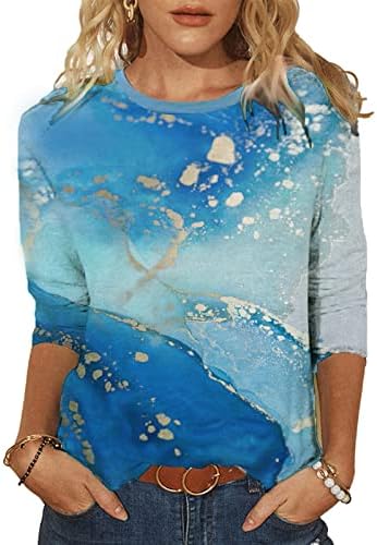 Ženska modna majica Slikanje Grafički print Košulje Crewneck 3/4 rukava 2023 Proljetne ljetne bluze