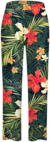 Ženske hlače Capri, ljetna posteljina casual širokim nogama Palazzo joga capris tropski cvjetni snimljeni rešeni saloni