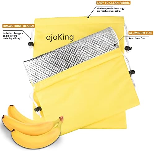 ojoKing Banana torba produženi rok trajanja，držite tt duže do 2 sedmice zaustavite otpad od hrane，periva torba za odlaganje vreća