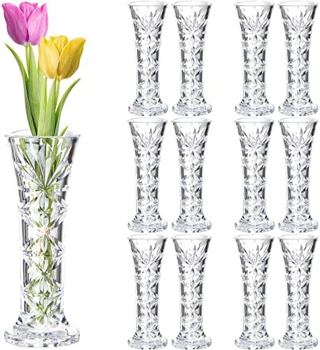 12 kom akrilni stakleni pupoljci za središnju dijela Clear Plastic Bud Vase Crystal Akril Vaza Mala pauza Otporna na cvijet Vase Shatter