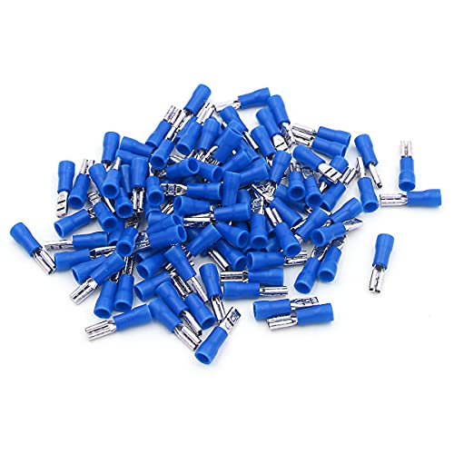 BAOMAIN BLUE ženski / muški izolirani lopatica konektora za žicu električni klip 16-14 AWG 4,8 x 0,5 mm pakovanje od 100