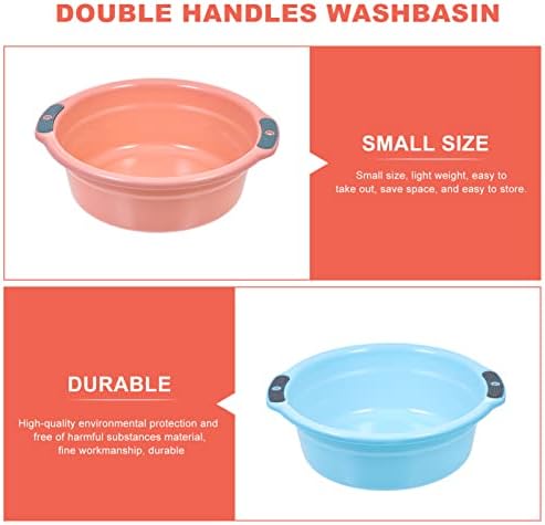 Cabilock 4pcs okrugli umivaonik za pranje posuđa za pranje posuđa Plastična prenosiva kada za suđe za putovanja kamping roze i plava