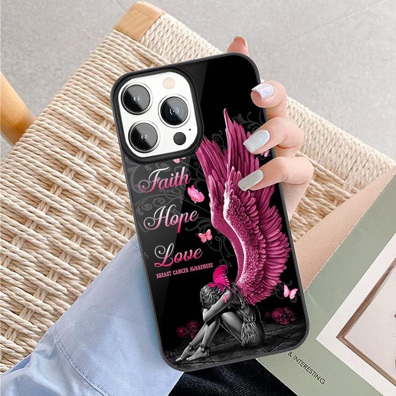 Pink Girls 'krila ružičasta vjera nada Love Torbica za telefon za iPhone 14 13 12 11 Pro Max XR XS Max Samsung Galaxy S23 S22 S21