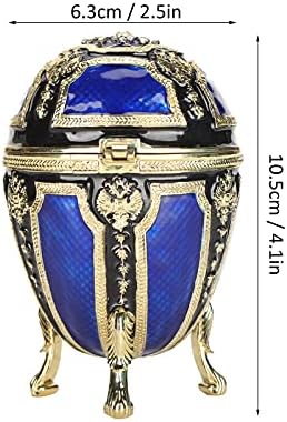 HZTYYER 4.1INCH jaja kutija za jaje, Faberge Oblikovane kutije za nakit u obliku jaja sa šarkama Emamel nakit kutija Kolekcionarska