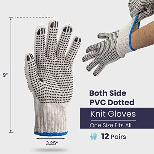 FMP marke crne bijele radne rukavice - isprekidane sigurnosne radne rukavice, čvrsti zahvat, otporni na klizanje, teški pamučni pleten