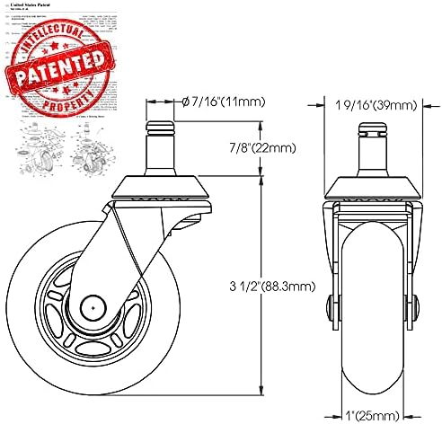 STEALTHO patentirana zamjenska kancelarijska stolica Kotačići Set od 5 - zaštitite svoj pod - brzo i tiho kotrljanje kablova - više