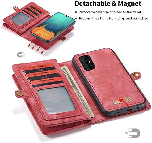 Simicoo Samsung A71 4G kožna futrola za novčanik odvojiva magnetna zatvarač Flip Case 11 držač za kartice držač za ručnu traku ručka