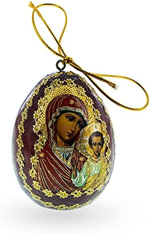 Bestpysanky maria sa Isusom Christ Brown drvenim uskršnjim jajetom
