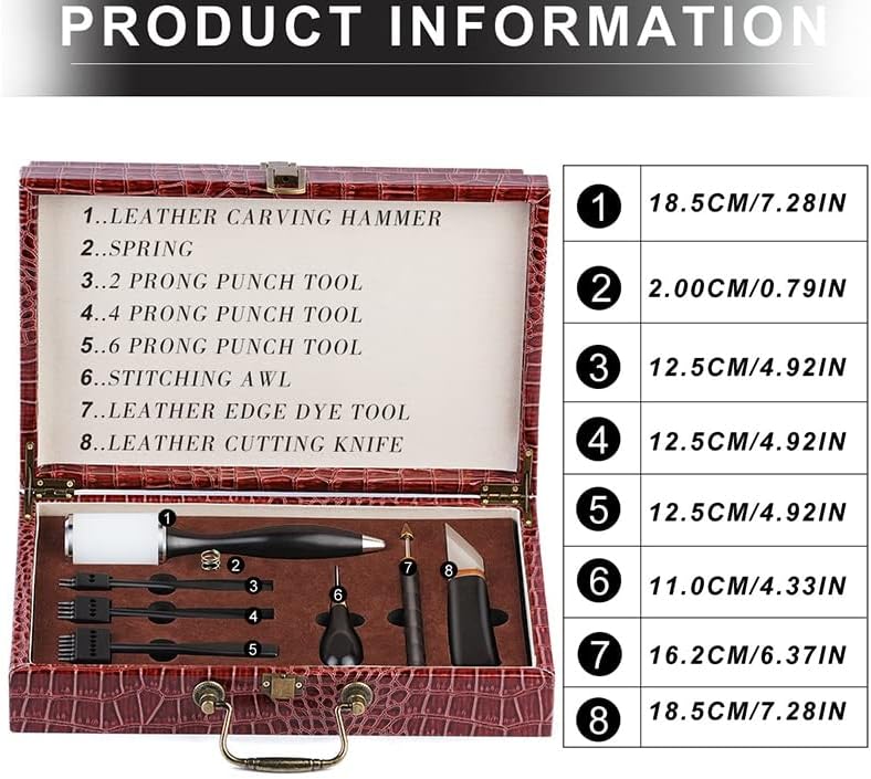 1set Professional Kožne plovne alati od kože Ručni šivanje šivanja probijajući rezbarenje Radni čekići Dodatna oprema za alat s kutijom