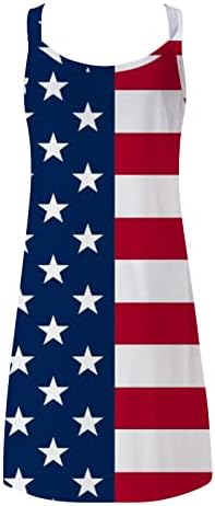 4. jula haljine na plaži za žene ljetna Ležerna Boho haljina američka zastava bez rukava bez rukava lepršavi Mini sarafan