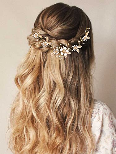 GORAIS Flower Bride Wedding Hair Vine zlatni list svadbena traka za glavu kristalni Headpiece Hair Accessories za žene i djevojčice