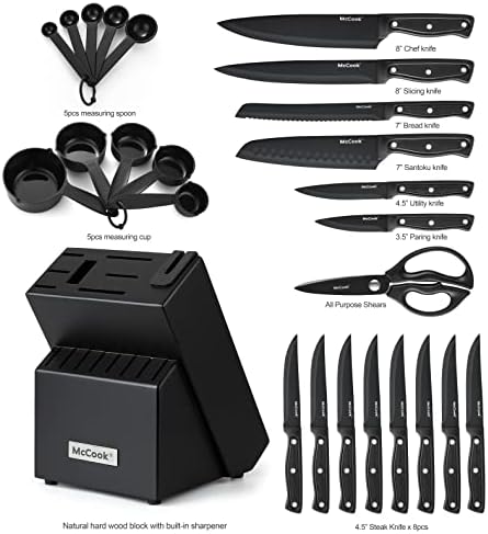 MC701 komplet crnih noža od 26 + McCook MC59B Set noževa za odreske od 6