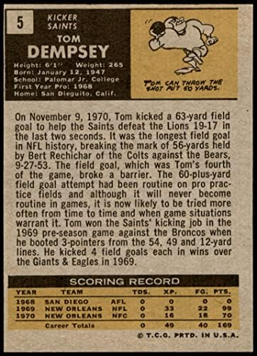1971 TOPPS 5 Tom Dempsey New Orleans Saints NM Saints Palomar Jr. College