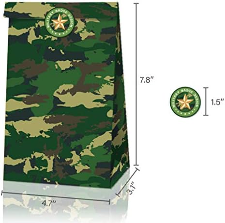 Doitool 12pcs vojna tema Candy Bag sa 18pcs naljepnicom Camouflage Goody Party Bag Favor treat torbica snack kontejner za skladištenje