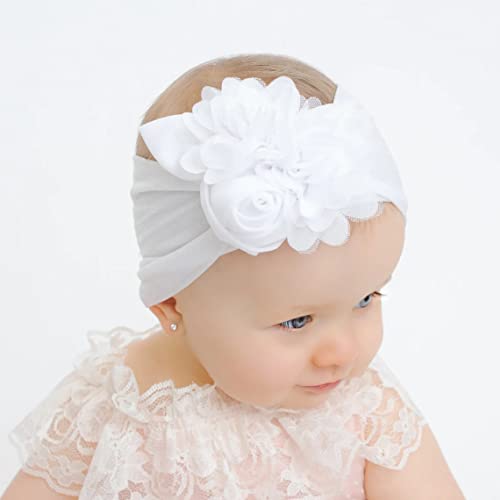 Bloomposh Baby najlonske trake za kosu trake za kosu elastični Dodaci za kosu za djevojčice novorođenčad mala djeca, Bijela