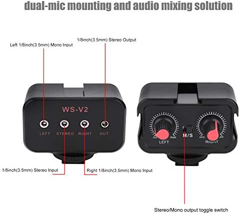 ZRQYHN Ws-v2 2 kanalni univerzalni mikrofon Audio Adapter mikser, sa 3.5 mm ulazima, za DSLR kamere