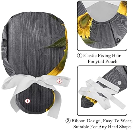 2 komada biljne suncokrete Cvjetne radne kape sa gumbima elastična bouffana kapa s duksevima