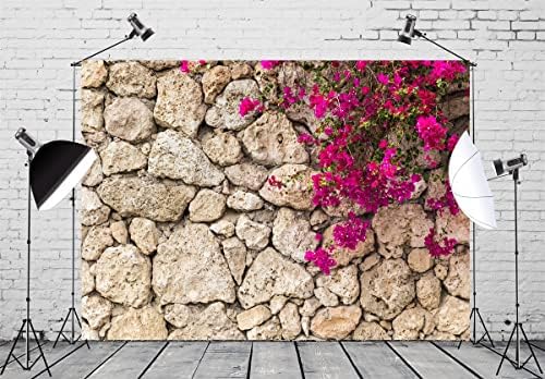 BELECO 15x10ft tkanina kameni zidni zid pozadina Vintage kameni zid od cigle sa Spring Flowers Phtografija pozadina za vjenčanje rođendan