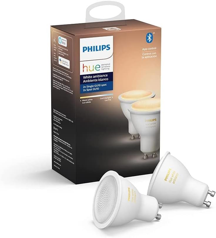 Philips Hue bijeli ambijent 2-Pack LED Smart GU10 sijalica, Bluetooth & Zigbee kompatibilan, glas aktiviran sa Alexa