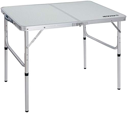 Redcamp aluminijski kamp stol za kampiranje 3 stopa, prenosiva sklopiva tablica podesiva visina lagana za piknik na otvorenom, bijela
