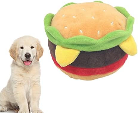 Zerodeko Puppy Chew Toys Chew Toys Psi Plish Chew Scheaky igračka: PET burger u obliku žvakaće igračke punjene kut za kupanje za kućne