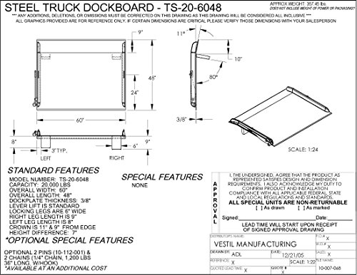 Vestil TS-20-6048 Čelični kamion Dockboard, 20000 lb. Kapacitet, 60 Š x 48 L, plava