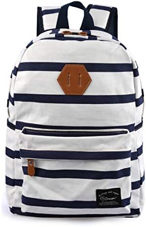 Još Chic Causal Canvas Stripe ruksak Slatki teen ruksaci za teen djevojke žene