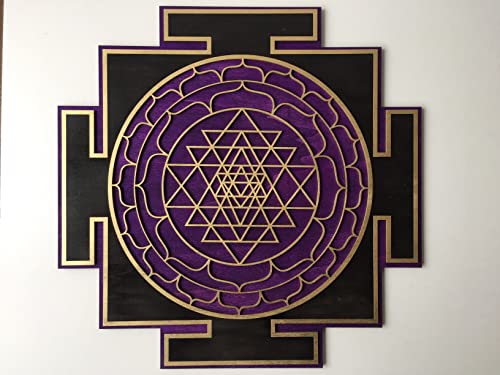 Purple Sri Yantra Zidna umjetnost, lasersko rezanje, sveta geometrija, sri Čakra, Shri Yantra, Shri Yantra, Sri Chakra Walling)