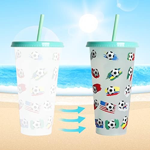 Šalice za kuhinjske set staklene kupe za kreativne vode fudbalski kup pp plastične šalice slame nogometne plastične prozirne šalice