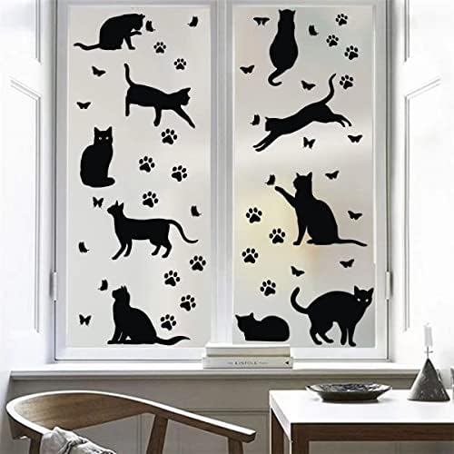 Bamsod Crne zidne naljepnice za mačke za djecu zidne naljepnice za mačke za spavaće sobe vinilne naljepnice zidne umjetničke naljepnice,