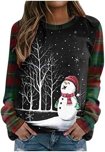 Božićne majice za žene božićne vrhove za žene slatka jelena print casual labav dugih rukava za sajmove pulover dukseri