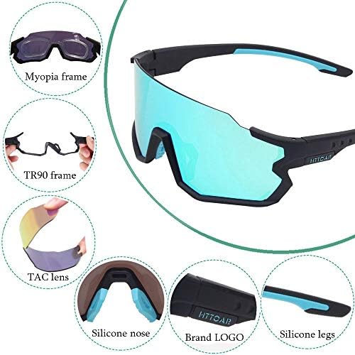 HTTOAR Polarizirani sportovi sunčane naočale Biciklističke naočale sa 3 inčanastim lećima pogodne za sve vrste sportova na otvorenom