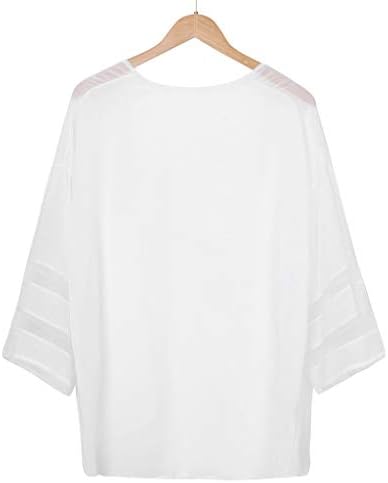 Nedavno ženska mreža za žene, V izrez košulja na vratu 3/4 Bell rukava labava bluza za patch patch tee Smock