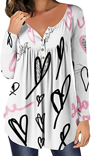Ženske Dressy bluze Moda srce štampanje V-izrez dugi rukavi Casual Tee Top Valentine majice za Lady Girl
