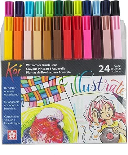 Sakura Cray-Pas Koi Akvarelna Olovka Za Četkicu 24 Broja Različitih Boja Akvarelni Markeri, Olovke Za Četkice Art Markeri