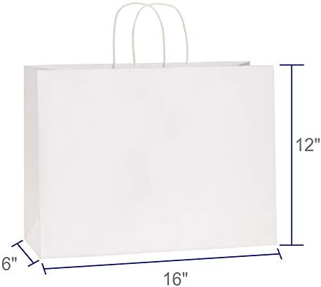 BagDream 16x6x12 poklon kese sa ručkama bijele velike Kraft papirne kese za kupovinu namirnica Maloprodaja roba Party Favor torbe