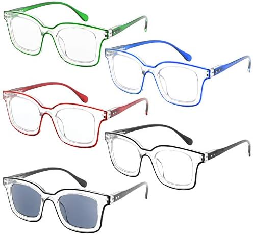 Okažite naočale za oči od 5 pakovanja Žene Chic čitači dvostruka boja