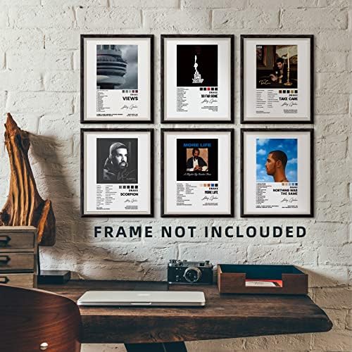 Drake Posteri 8x10 platneni otisci Neuramljeni Set od 6 muzičkih albuma Cover Posters za sobu estetska platna zidna umjetnička soba