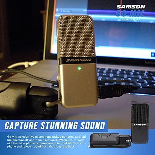 Samson Go Mic prijenosni USB mikrofon za Mac & amp; paket računara i dodatne opreme sa Stereo slušalicama zatvorenih leđa + tkanina