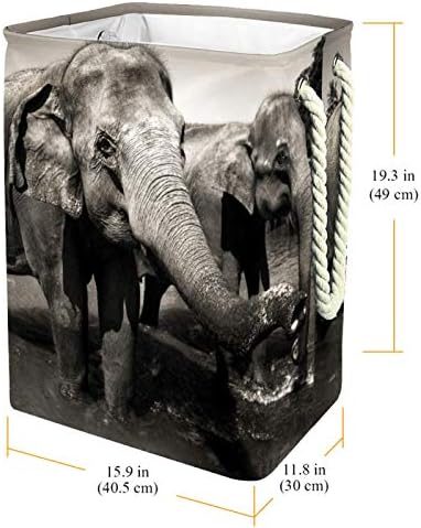 DEYYA vodootporne korpe za veš visoke čvrste sklopive slonove Print Hamper za odrasle djecu Teen Boys Djevojke u spavaćim sobama kupatilo