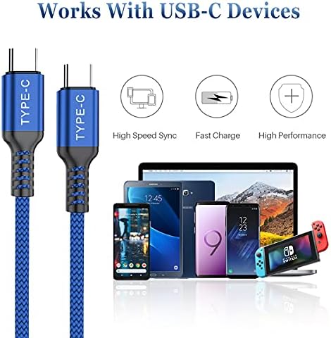 Basesailor USB tip C do C 100W kabl 10ft / 2pack, brzi punjenje PD punjač Cord za Macbook Mac Pro, iPad Air 4 5 Generacija, Samsung