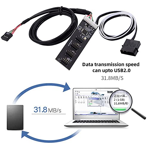 Xiwai USB 2.0 9pin 10pin zaglavlje 1 do 4 ženska razdjelna središnja koncentracija sa IDE 5V priključkom za priključak Port Multilier